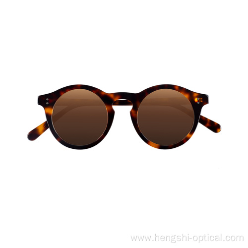 Oem Customized Shaped Logo Round Men Black Gafas De Sol Acetate Frame Polarized Sunglasses